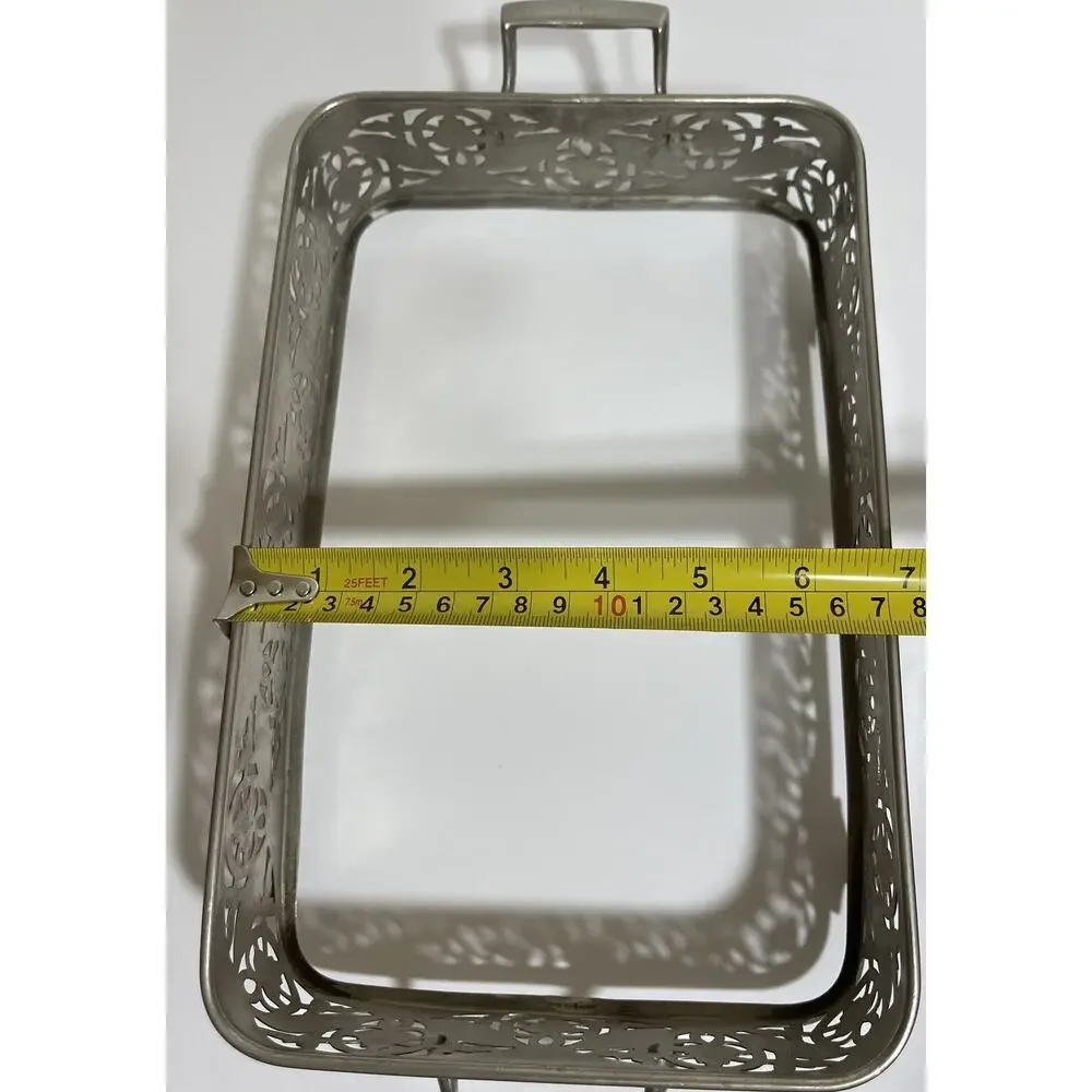Vtg Footed Rectangular‎ Serving Tray With Pyrex Serving Dish